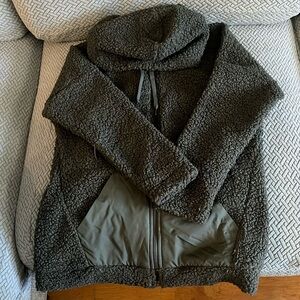 Adidas Women’s Dark Green Fleece Winter Coat - Size Large